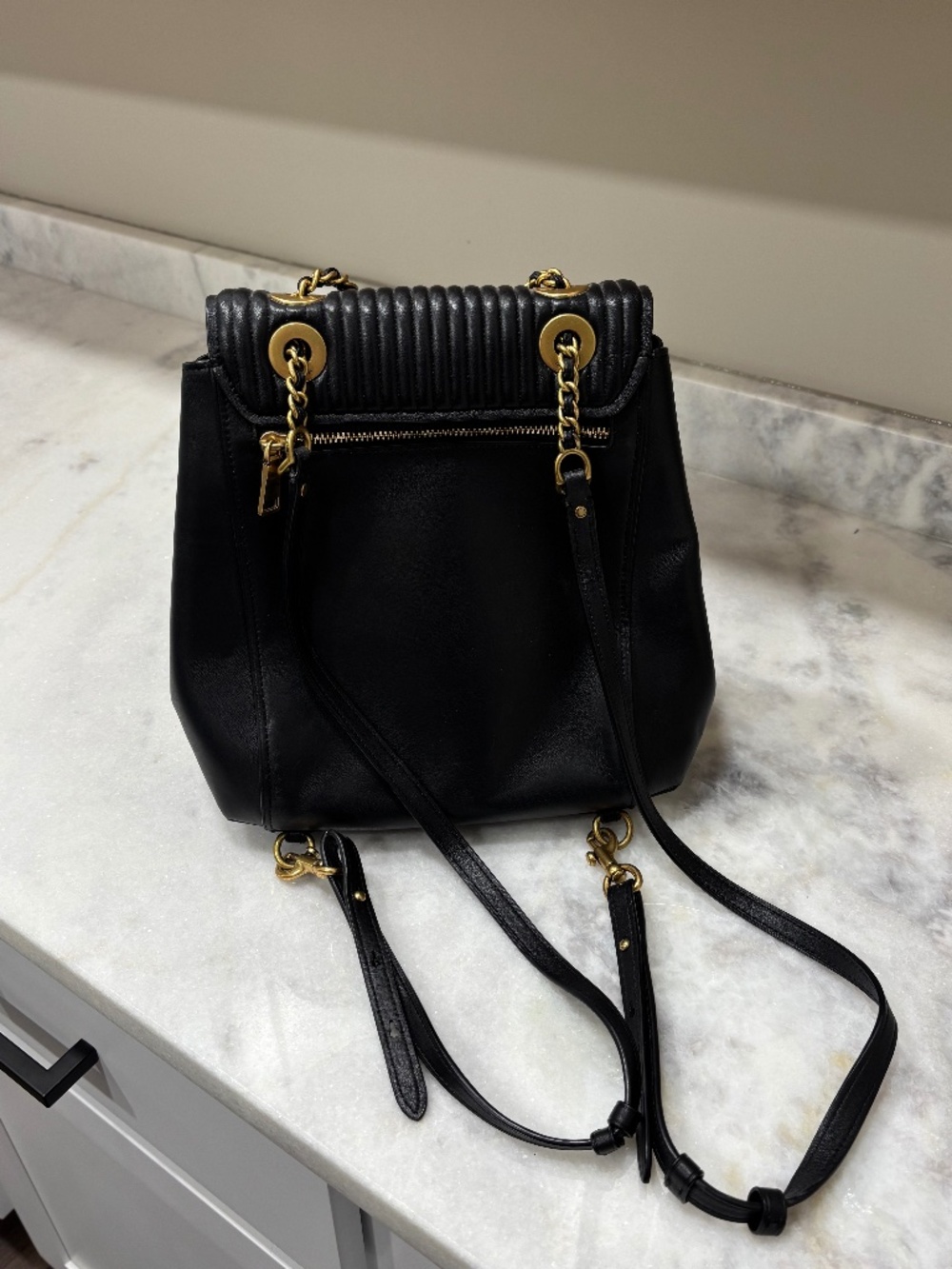 Coach ~2016 Black & Gold Parker Convertible Backpack - Picture 3 of 6